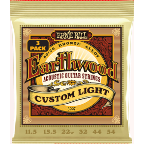 Ernie Ball 3007 Earthwood 80/20 Custom Light 3-Pack